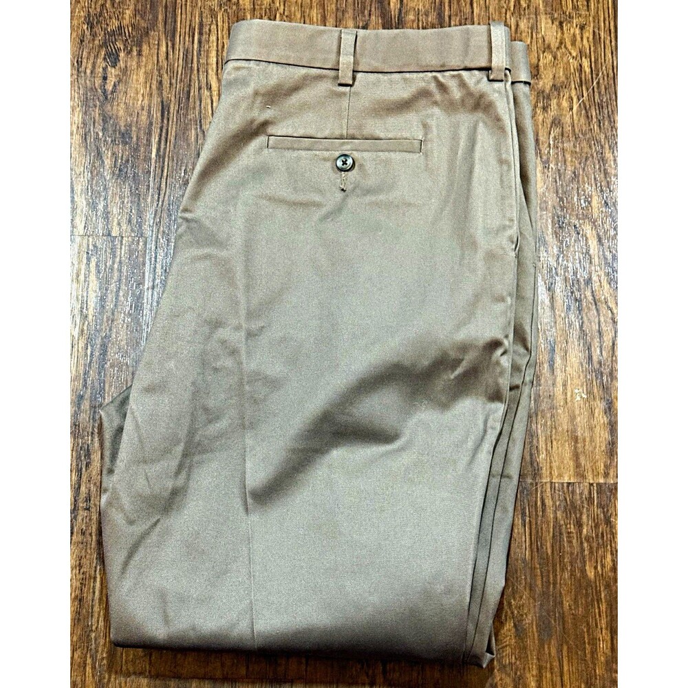 David Taylor Men’s Brown Pleated Dress Pants 42W Straight Leg Cotton Twill